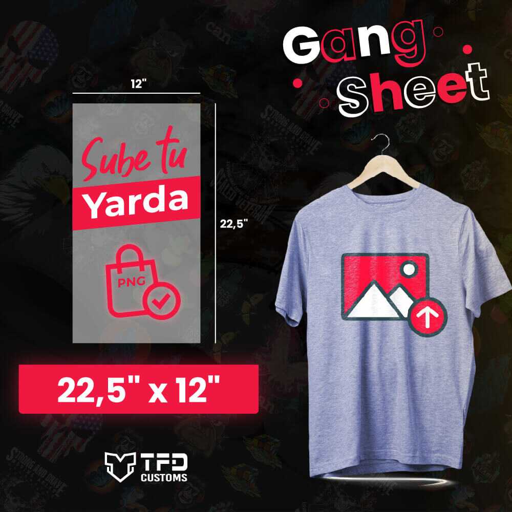 22.5″ x 12″ Sube tu DTF Gang Sheet